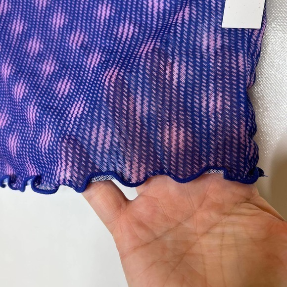 Abound Womens Ruffle Cap Sleeve Top Sheer Mesh Fitted Tee Purple XS - Picture 6 of 12